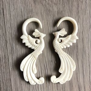 Bone bird earrings